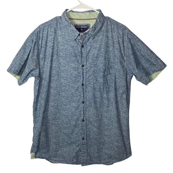 Eighth Avenue Other - Eighth Avenue Mens XL Blue White Speckled Cotton Short‎ Sleeve Button Down Shirt